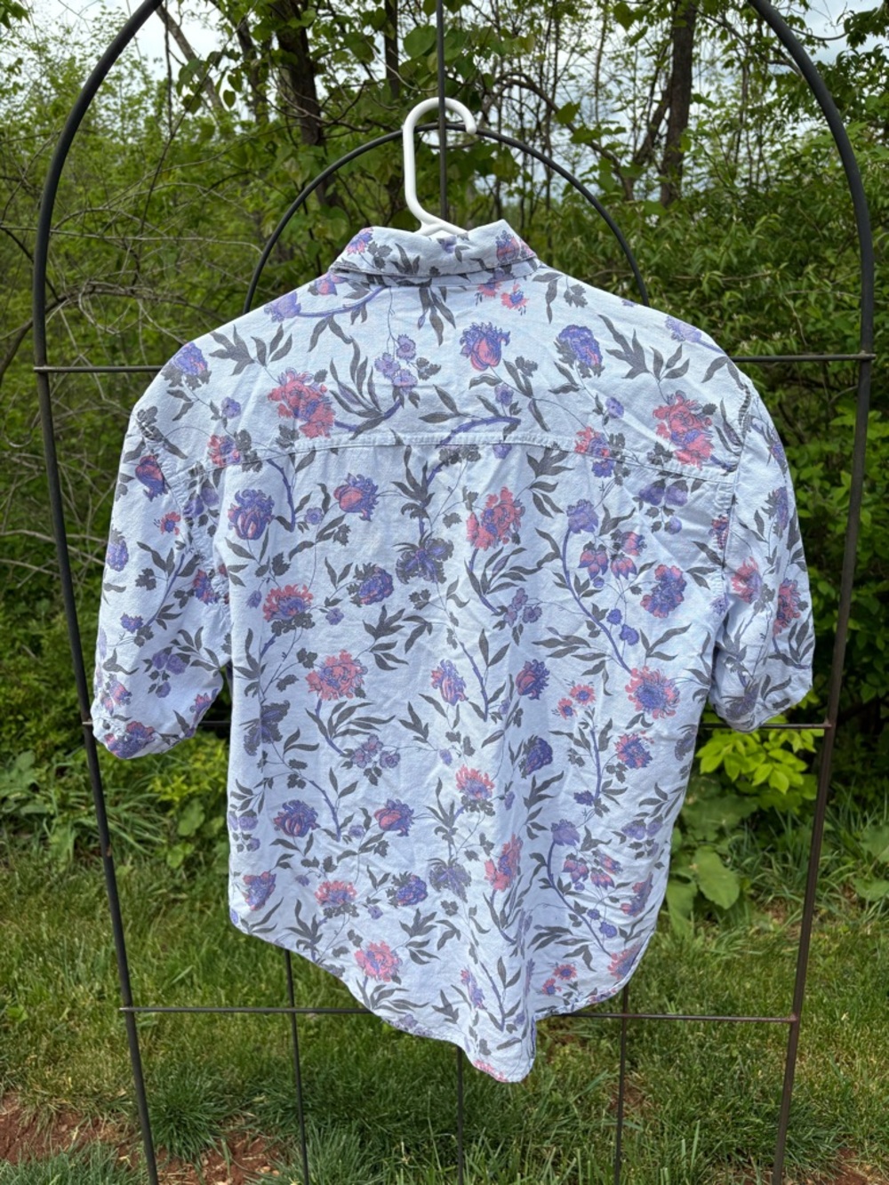 Vintage Details Floral Button-Down Short Sleeve Shirt Women's Large 100% Cotton - Picture 7 of 14